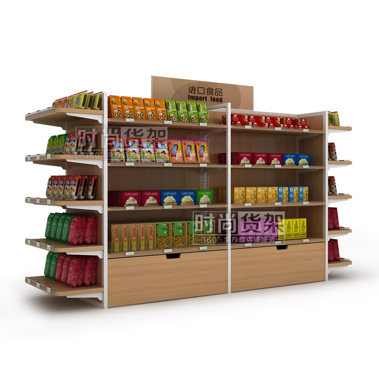 便利店貨架_食品貨架(木背板帶地柜)